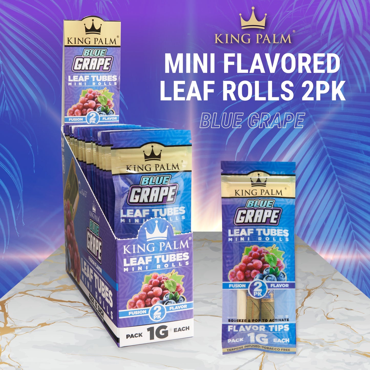 King Palm Mini Flavored 2pk Leaf Tubes - 20ct | 14 Flavors (Tobacco Free)