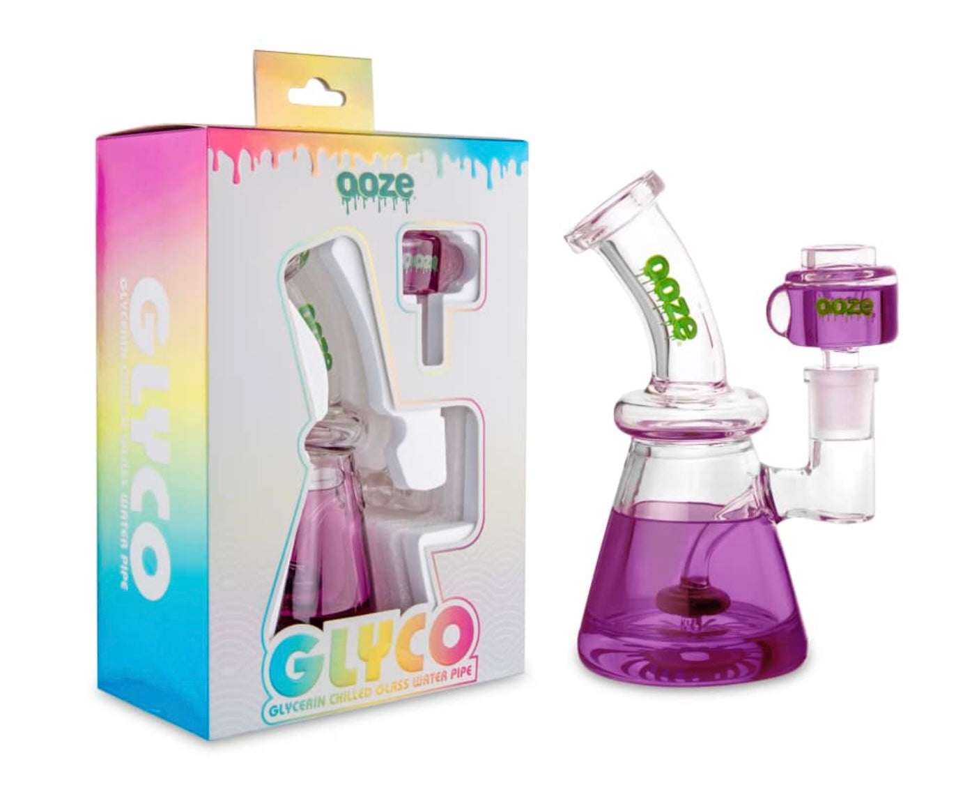 Ooze Glyco Bong Glycerin Chilled Glass Water Pipe (6- Colors) (Tobacco Free-Use Product)