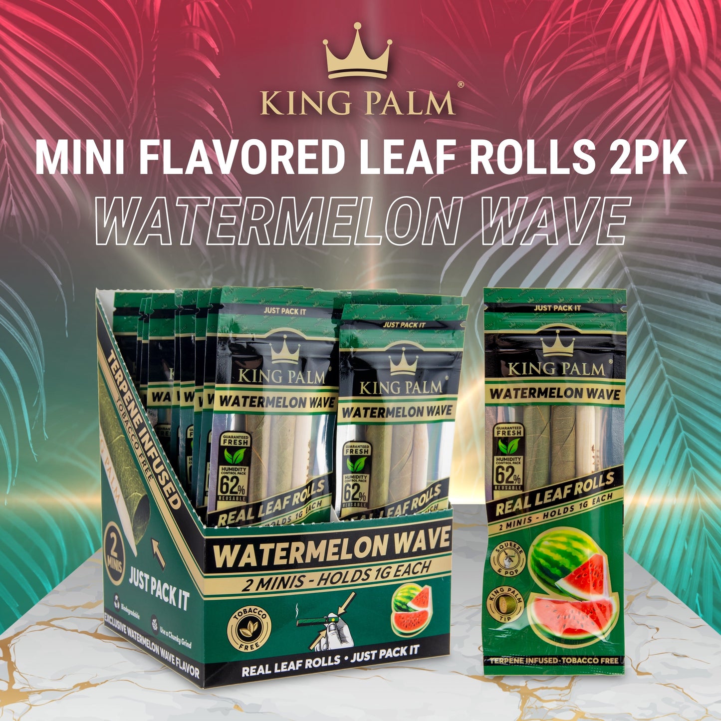 King Palm Mini Flavored 2pk Leaf Tubes - 20ct | 14 Flavors (Tobacco Free)