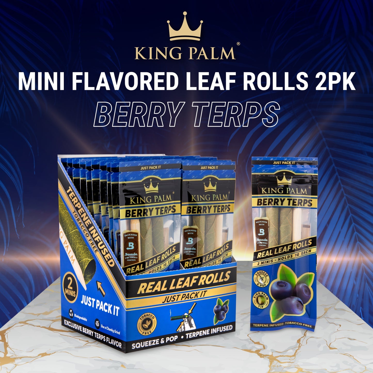 King Palm Mini Flavored 2pk Leaf Tubes - 20ct | 14 Flavors (Tobacco Free)