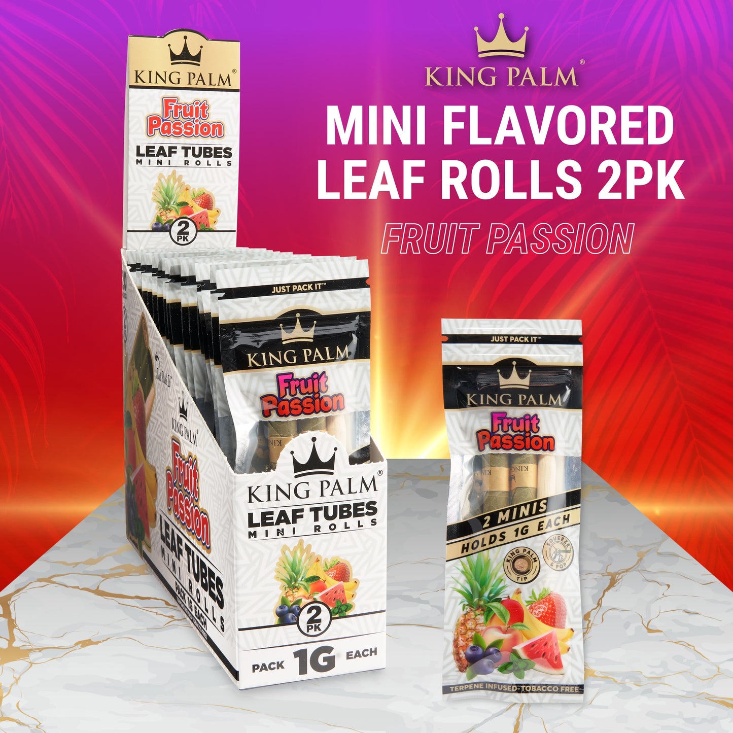 King Palm Mini Flavored 2pk Leaf Tubes - 20ct | 14 Flavors (Tobacco Free)